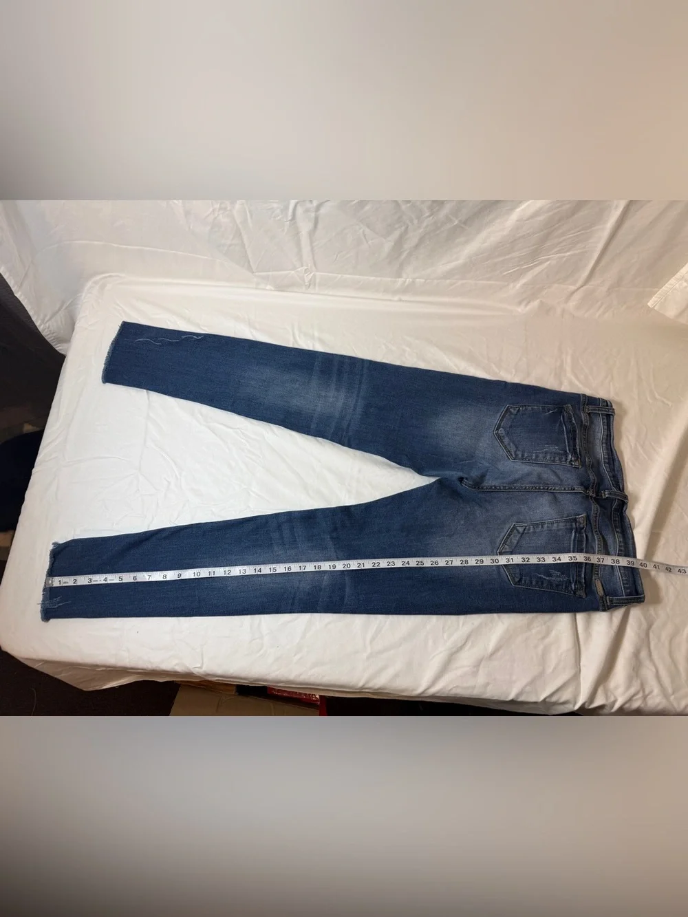 KanCan Dark Blue Frayed Hem Skinny Jeans